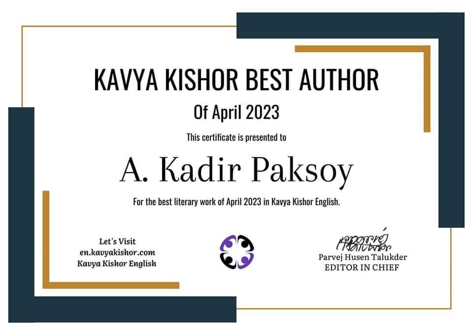A. Kadir Paksoy'un Bir Şiirine Bengladeş'ten Sertifika