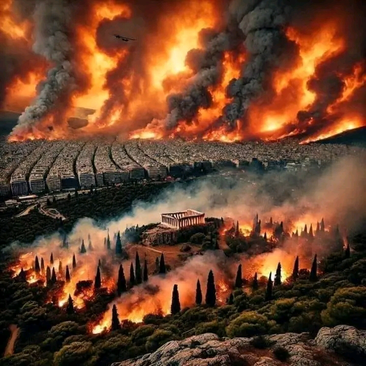 ათენი ცეცხლის ალშია გახვეული. / Atina ateşler içinde,yanıyor